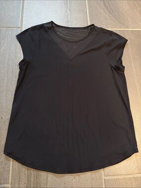 Lululemon Black Mesh-Inset Cap Sleeve Top